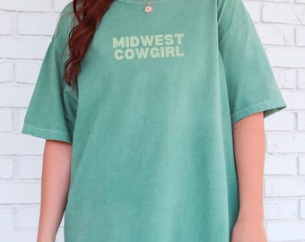 Midwest Cowgirl Shirt, Gift for Horse Girl, Shirt for Cowgirl, Blocky Letter Tee, TShirt for Farm Girl, Animal Lover Shirt, Pet Lover Gift