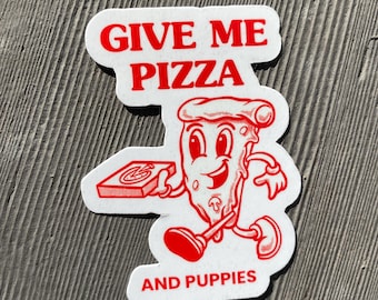 Retro Pizza Dog Sticker | Cute Funny Sticker for Dog Mom | Funny Sticker for Pizza and Dog Lover | Waterproof Sticker for Laptop