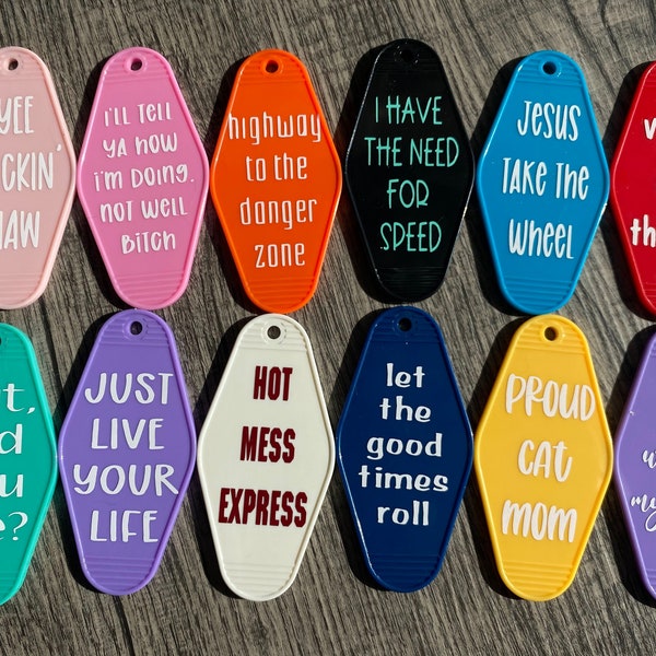 custom vintage motel/hotel keychains | vintage retro keychains | cute keychains | gifts for her | funny keychains | vinyl keychains