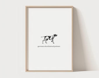 vintage dog portrait wall art | german shorthaired pointer wall decor | decor for dog lover | rustic wall art for dog mom | digital download