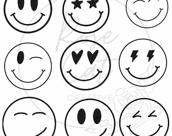 9 smiley face digital download bundle | smiley face svg file | svg download | smiley svg | smiley png | smiley jpg | trendy svg | svg files