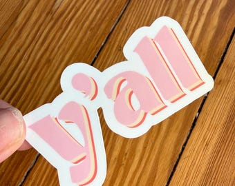 Y'all Sticker, Country Western Decal, Southern Charm Water Resistant Sticker, Retro Vintage Themed Decal, Southern Chic Sticker