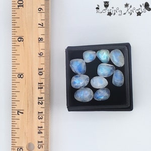 Faceted Rainbow Moonstone Wholesale Lot 10 Cabochons Jewelry Making Birthstone Crystal Wire Wrap Silversmith Flashy Blue Flash Gemstone Deal