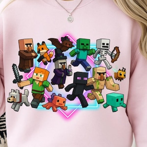 Trending film png-film Hoofdpersonages Groepsfoto Cartoonstijl Game Personage Shirt Pixel Gamer Team Mijne png Een Minecraft-film Verjaardag