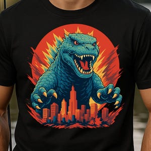 Godzilla PNG | Kawaii Monster Clipart | Cute Kaiju Art | Retro Japanese Monster Illustration | Godzilla Sublimation Design | Transparent PNG