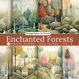 Enchanted Forest Scrapbook Sheets Fantasy Forest Art Fairytale Forest Junk Journal Magical Ephemera Magical Forest Scrapbook Junk Journal