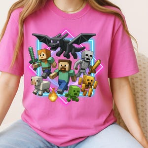 Trending film png-film Hoofdpersonages Groepsfoto Cartoonstijl Game Personage Shirt Pixel Gamer Team Mijne png Een Minecraft-film Verjaardag