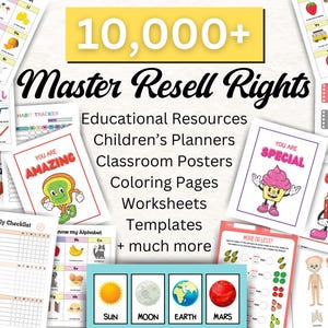 MRR PLR Recursos educacionais Pré-escola Produtos digitais Quadro de tarefas Planejador infantil Direitos de marca própria Direitos de revenda master DFY Venda no Etsy