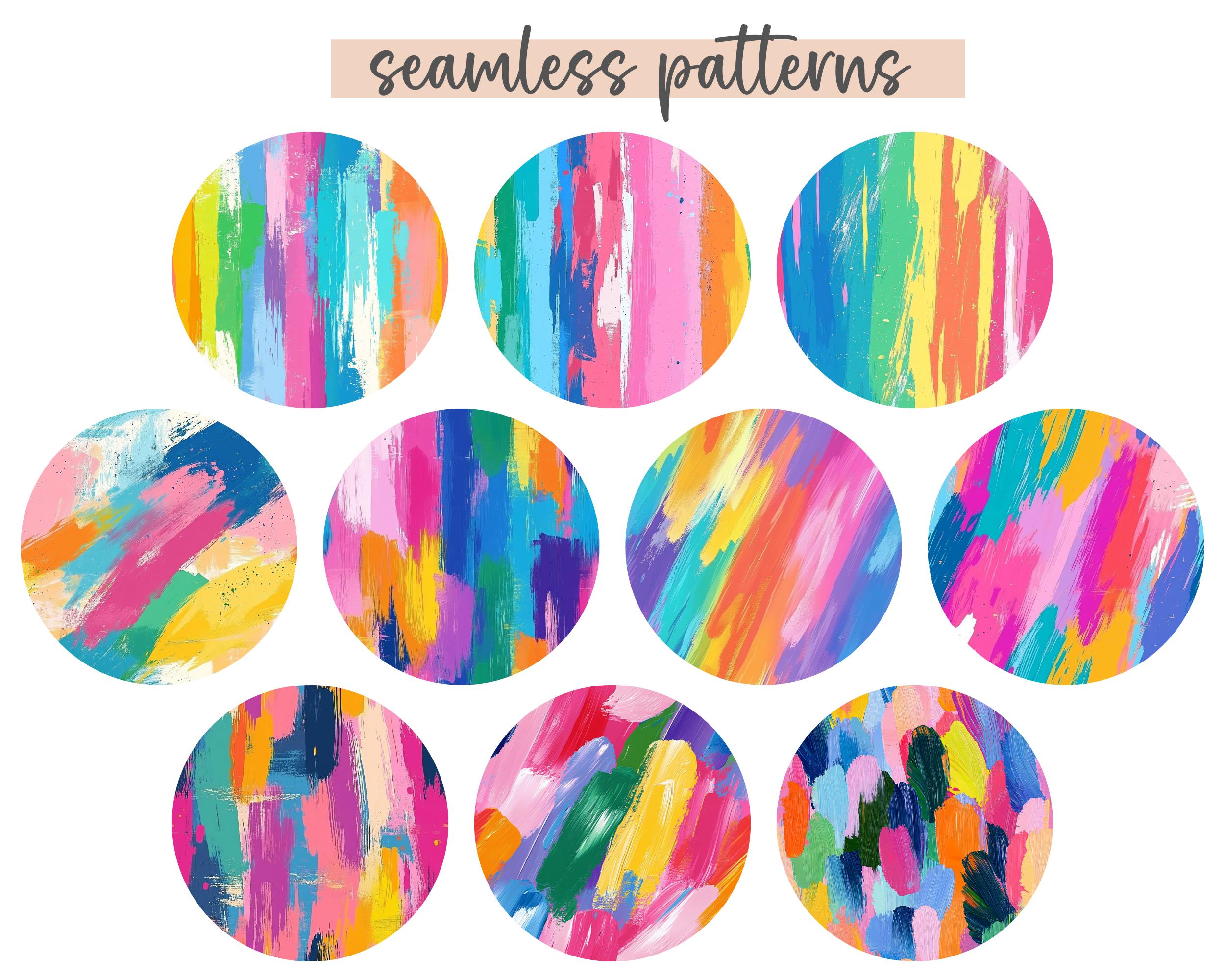 Preppy Vibrant Brushstrokes Digital Paper, 20 Seamless Beach Patterns ...