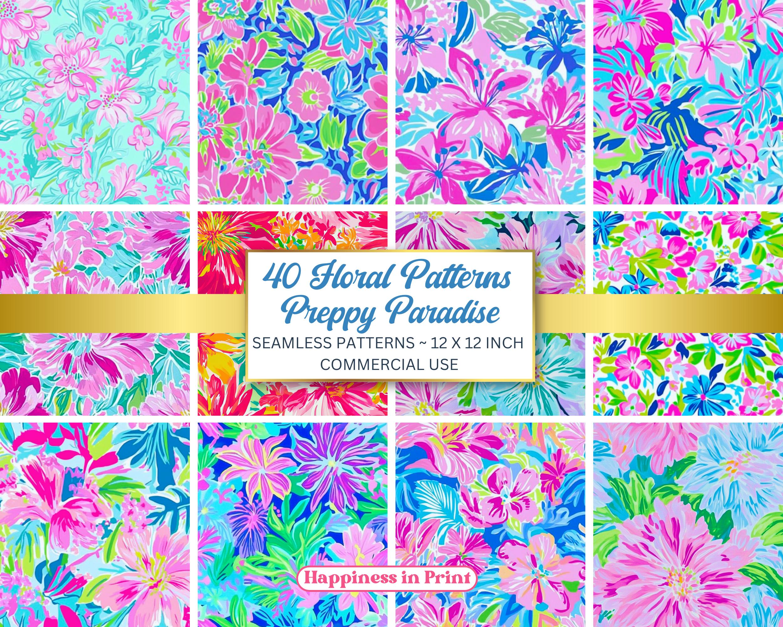 40 Preppy Paradise Floral Seamless Patterns – Tropical Digital Paper ...
