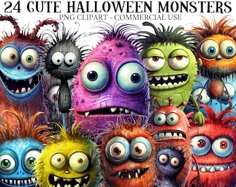 Halloween Clipart Bundle Halloween Monster Clipart PNG Nightmare Christmas Halloween PNG Scary Monster Junk Journal Fantasy Beast Art Pack