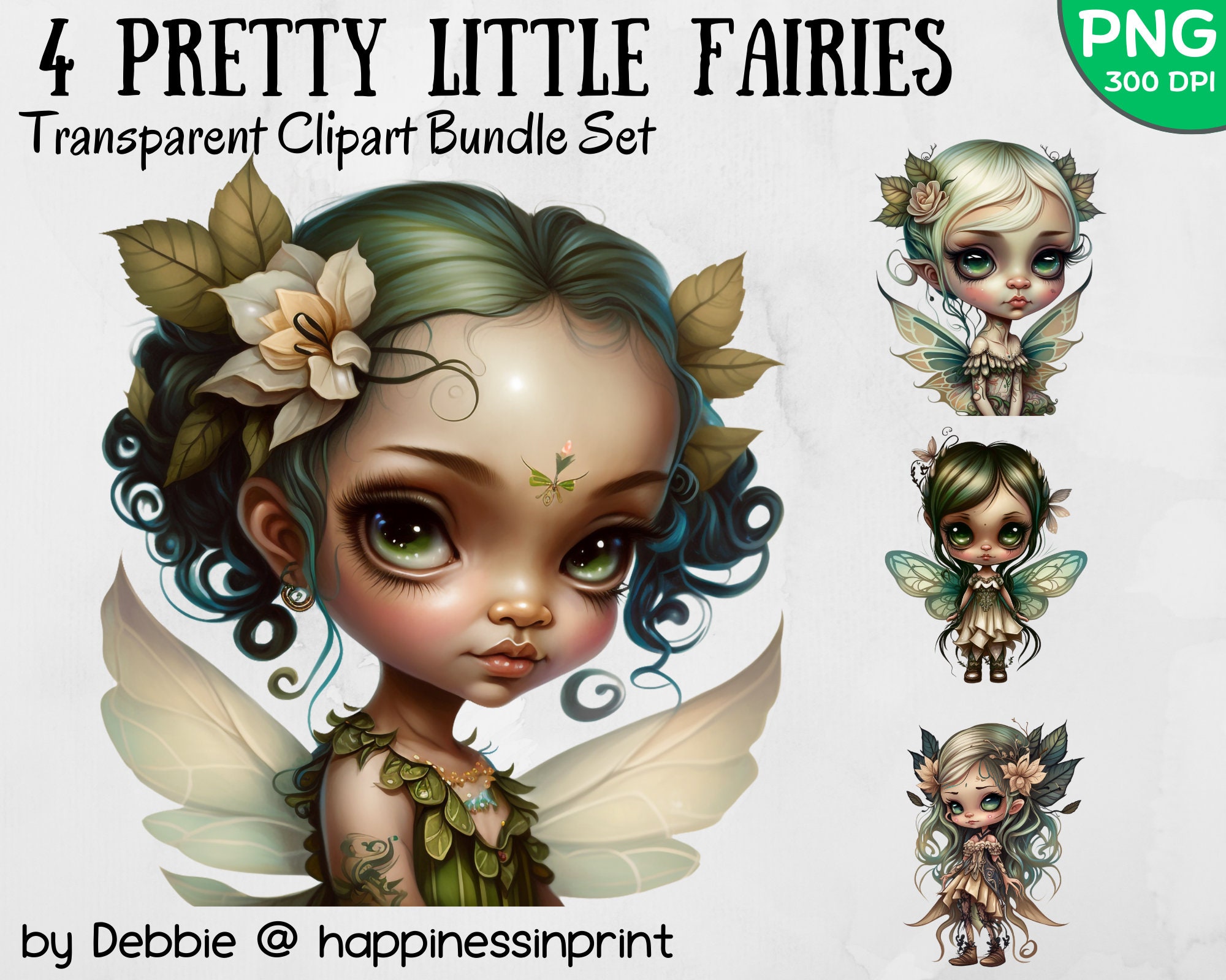4 Pretty Little Fairies Clipart Bundle Watercolor Cute Fairy - Etsy UK