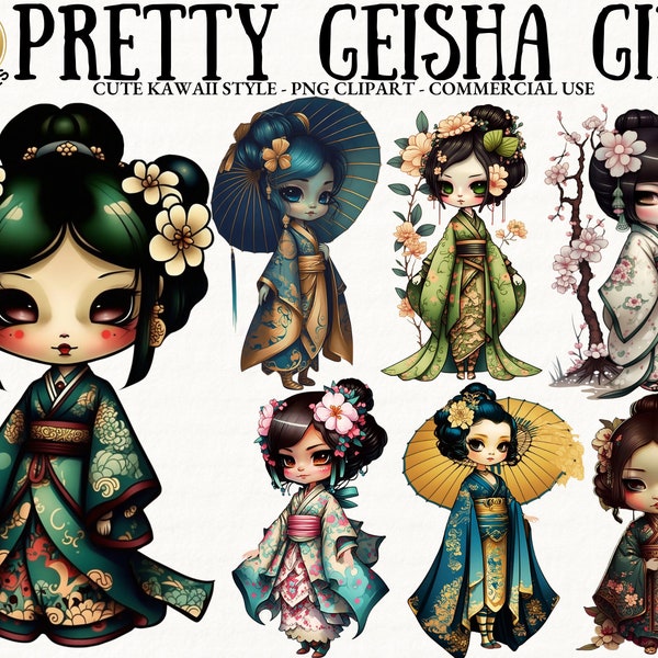 Geisha Girl Japanese PNG Clipart Japan Geisha Kimono PNG Commercial Use Print On Demand Japanese Art Cherry Blossom Geisha Digital Download