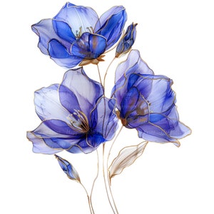 20 Abstract Flower Clipart Watercolor Bluebell Clipart PNG Watercolor ...