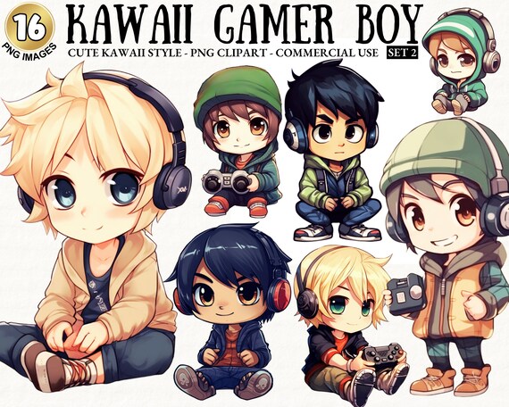 Cute Kawaii Gamer Boy Video Game Player Clipart Chibi Bundle Free  Commercial Use Print on Demand Computer Gamer Nerd NPC Png Bundle Digital -  Etsy