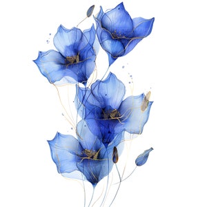 20 Abstract Flower Clipart Watercolor Bluebell Clipart PNG Watercolor ...