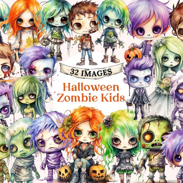 Zombie Girl Clipart Kawaii Cute Zombie PNG Chibi Kawaii Punk Girl Zombie Commercial Use Print On Demand Scary Zombie Png Digital Download
