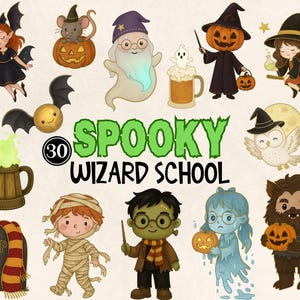30 Spooky Wizard School Clipart | Owl Wand Book | Transparent PNG - Watercolor Clipart - Birthday Clipart - Kids PNG - Magic Potion PNG