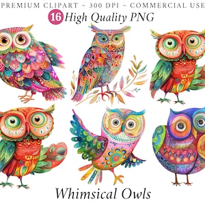 Wunderliche Eule Clipart PNG, Aquarell Eule PNG, schrulligen Eule Junk Journal Charaktere, Märchen Kunst, Fantasy Eule Clip Art, Blumen Eule Kunstdruck