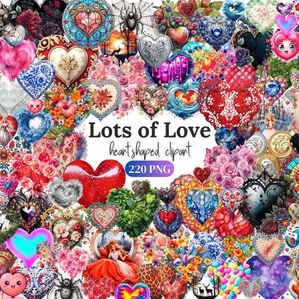 Valentines Day Clipart PNG Love Heart Flower Hearts Love PNG Clipart Romantic Sweetheart Art Junk Journal Bundle Card Stock Planner Digital