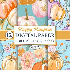 Preppy Pumpkin Digital Paper - Seamless Pattern - Commercial Use - Pumpkin Sublimation - Preppy Paradise Floral Pattern - Birthday Gift Art