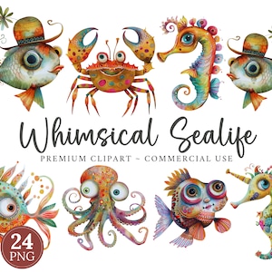 Skurril Meerestiere Clipart, Mixed Media Fisch CU Clip Art, Meerestier Grafiken PNG, skurriles Element, lustiges Fisch Bild Sea Life Clipart