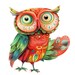 Whimsical Owl Clipart PNG, Watercolor Owl PNG, Quirky Owl Junk Journal ...