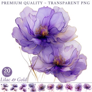 20 Abstract Flower Clipart Lilac Peony TRANSPARENT PNG Print Watercolor Lilac Peonies Clipart Lilac Watercolor Floral Paper Craft Flower Art