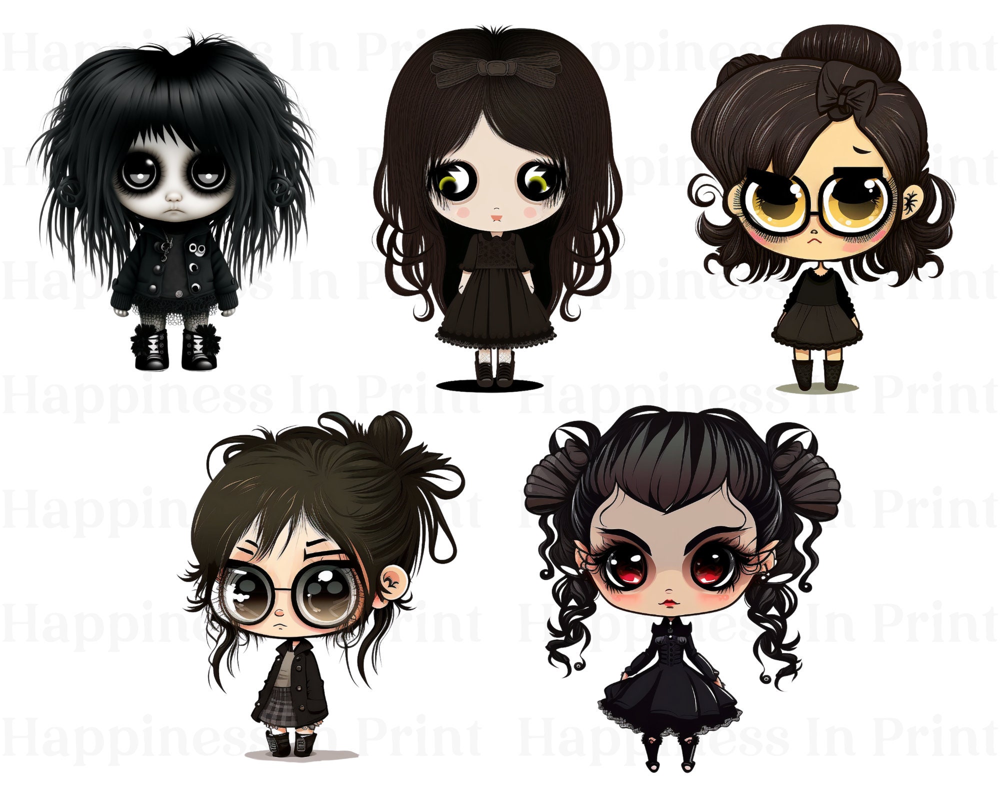 Niedliche Kawaii Goth Girl Clipart Chibi Kawaii Bundle kostenlose ...