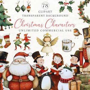 Cute Christmas Characters | Scandinavian Christmas Clipart | Watercolor Christmas Clipart Bundle | Snowmen Clipart | Christmas Tree Png