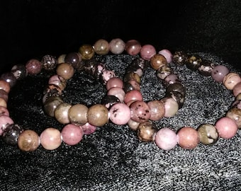Natural 8mm Rhodonite stretch bracelet