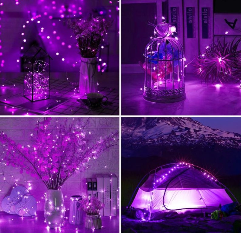 Purple led string lights fairy lights halloween lights etsy