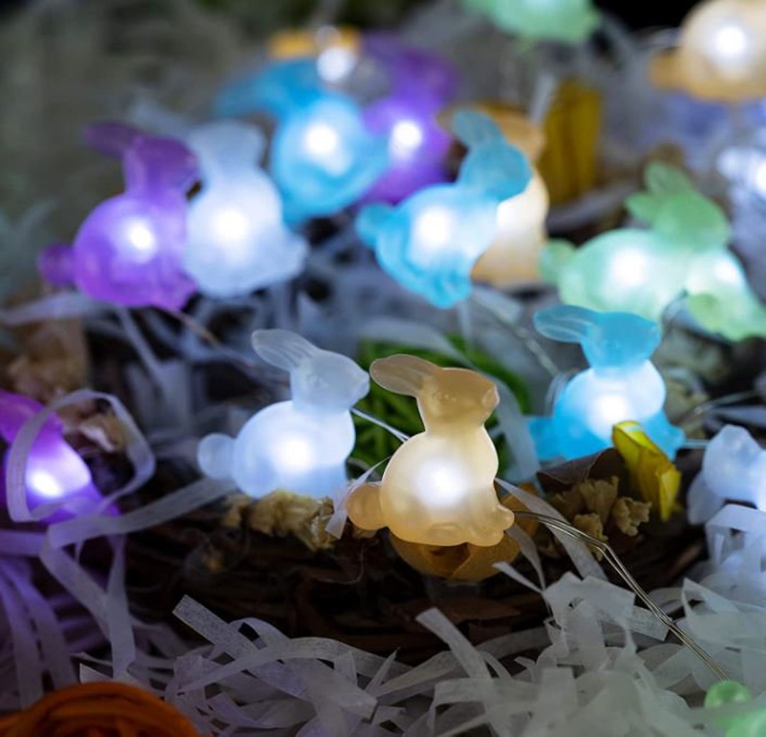 Easter Bunny Fairy Lights Easter Bunny String Lights Pastel Etsy