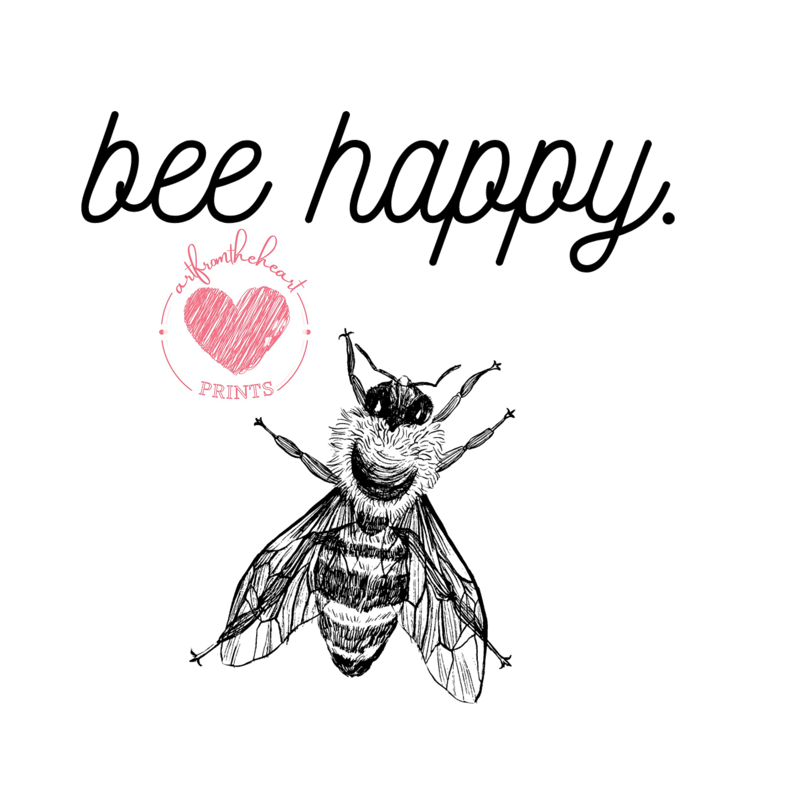 Bee happy Spruch Lounge Print Wohnkultur Posterdruck Etsy