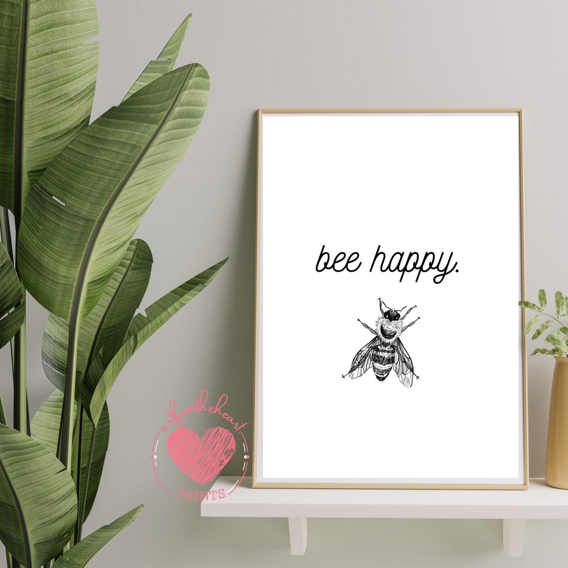 Bee happy Spruch Lounge Print Wohnkultur Posterdruck Etsy