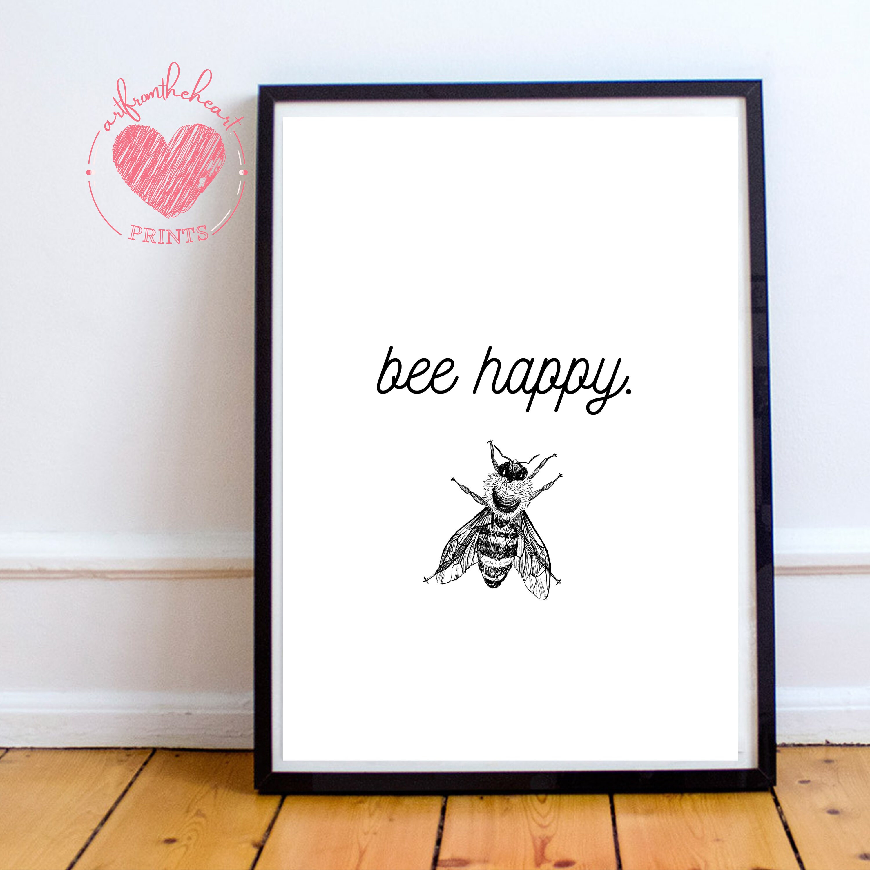 Bee happy Spruch Lounge Print Wohnkultur Posterdruck Etsy