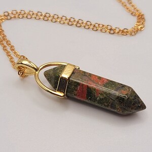 Natural  Ukanite Handmade Point Necklace Hexagon Chain Pendant Necklace Healing Crystal For Woman Handmade UNAKITE