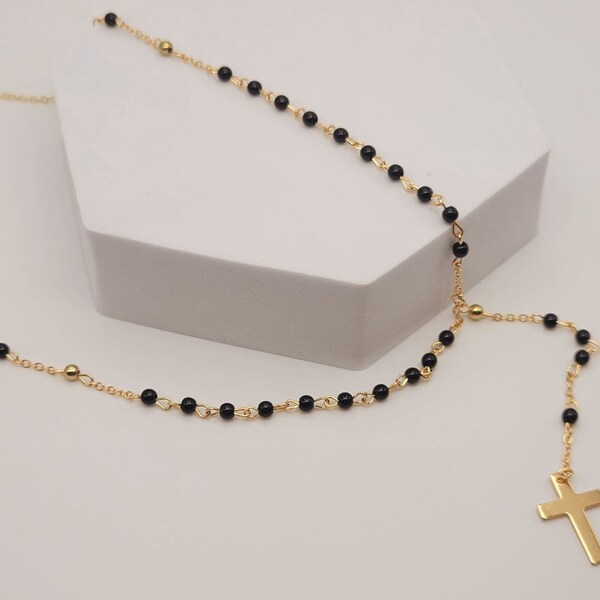 Gold Rosary Necklace Etsy