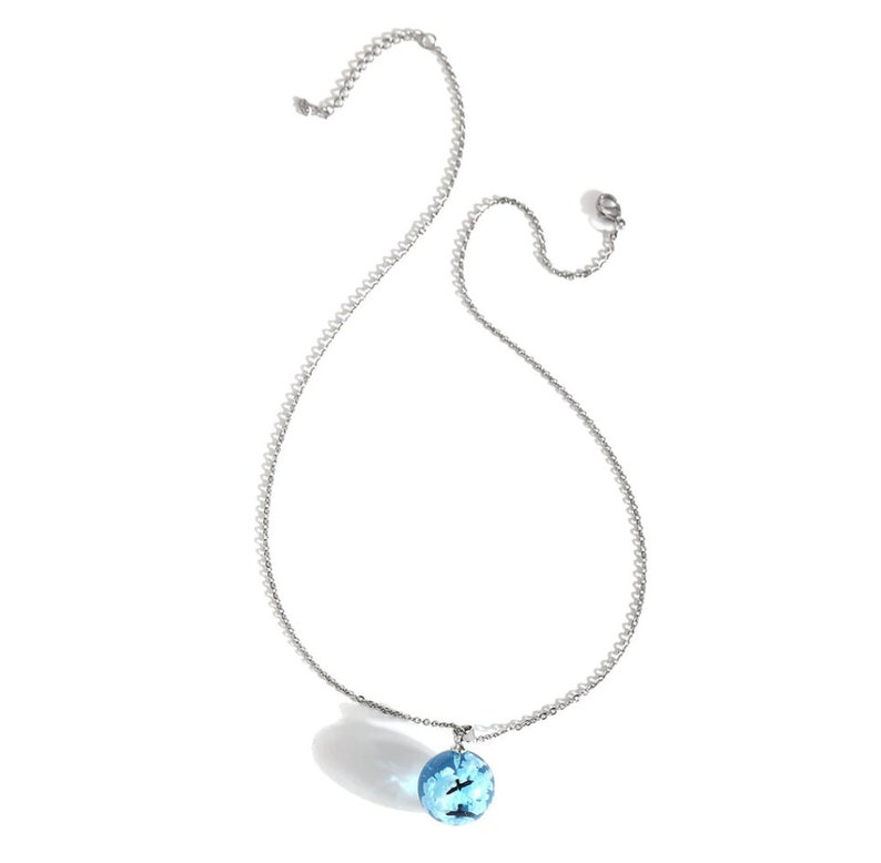 Blue Cloudy Sky Sphere Pendant Necklace Dream Designer image 3