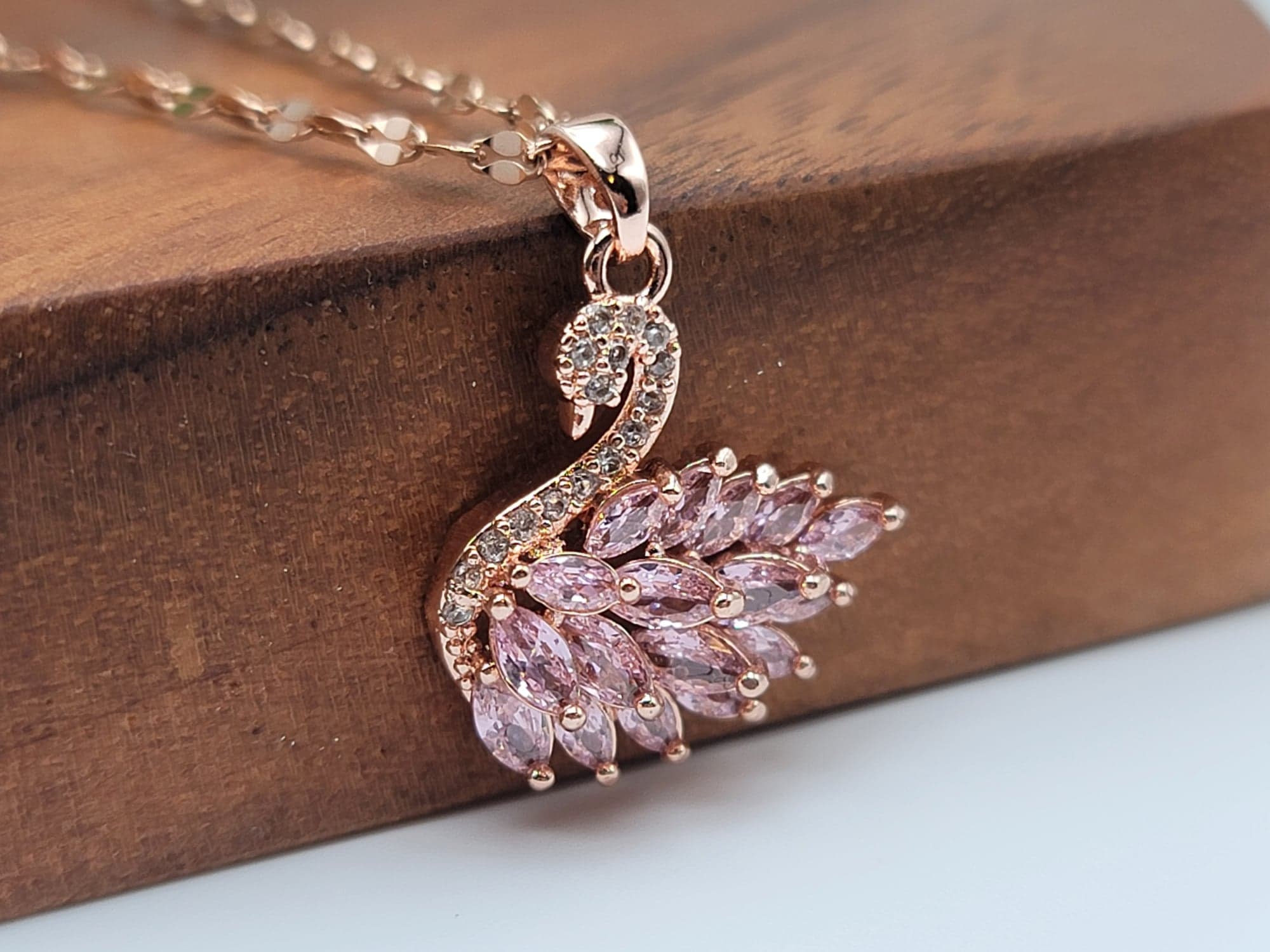 Buy ELLIPSTORE Trending Serene Swan Necklace with Embedded Diamonds, Rose  Gold Jewelry, Statement Jewelry at Amazon.in