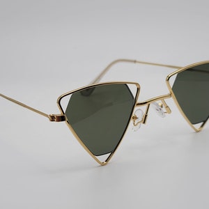 Retro Metal Triangle Sunglasses, Triangle Sunglasses, Triangle Lens Sunglasses, Retro Sunglasses Vintage Sunglasses