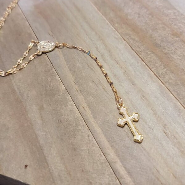 Gold Rosary Necklace Etsy