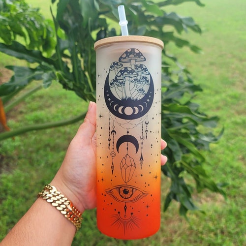 Mushroom Beer Can Glass Boho Mushroom Coffee Glass Etsy
