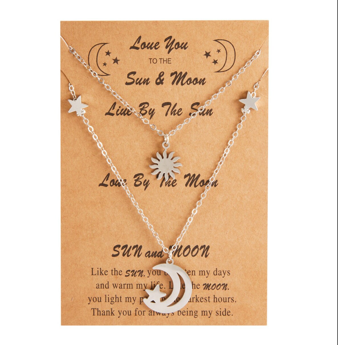 Sun and 2024 moon bff necklaces