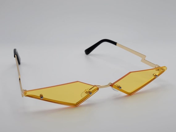 Triangle Wing Edge Rimless Slim Cat-eye Sunglasses Trendy 