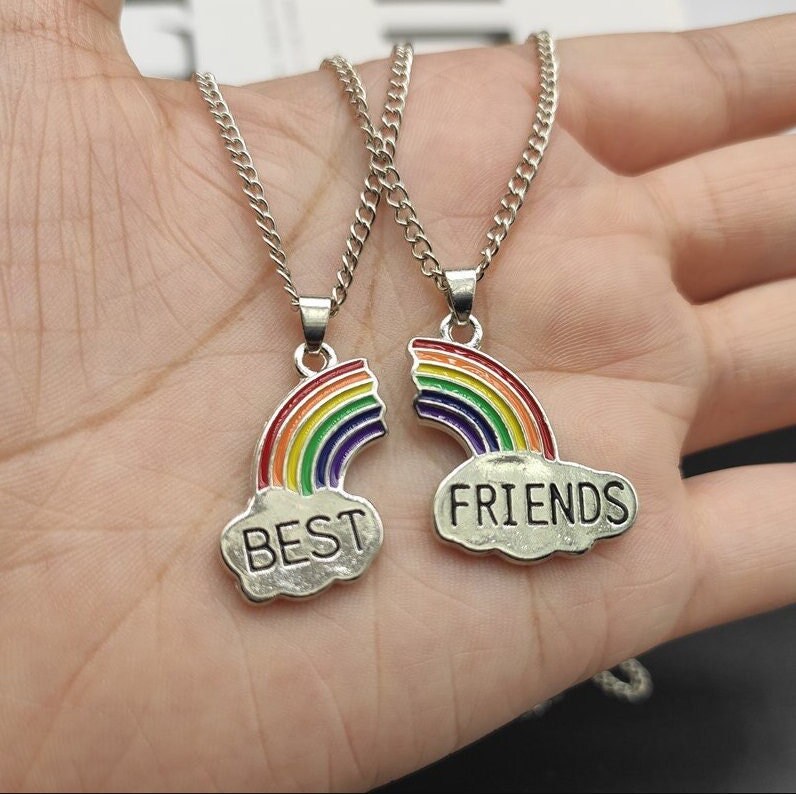 Best friends rainbow necklace deals