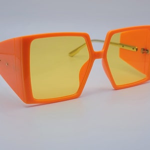 Popular Fashion Big Rectangle Women Luxury Sunglasses  Vintage Punk Men Sun Glasses Shades UV400 Bright Orange
