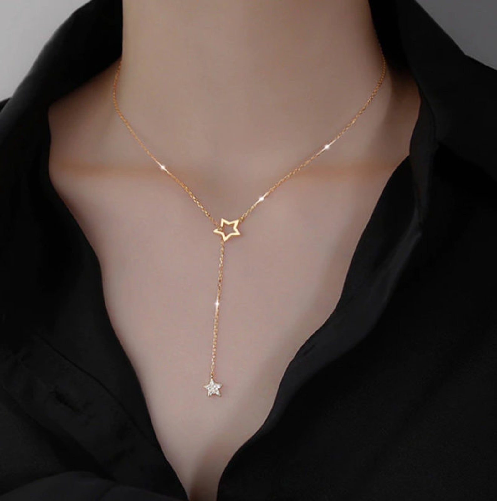 Trendy Star Choking Necklace golden Tone Gift for Her Etsy