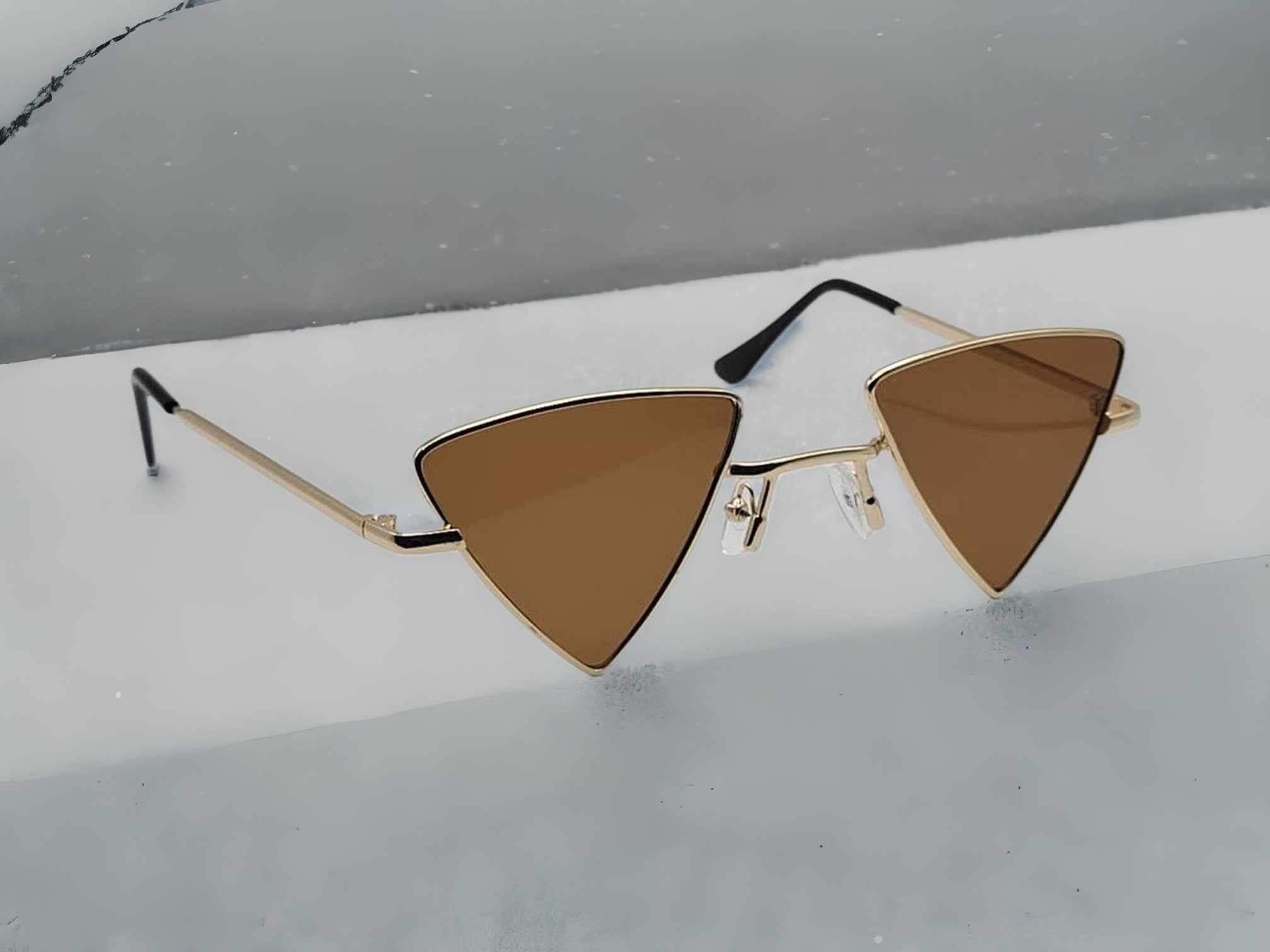 Triangle Wing Edge Rimless Slim Cat-Eye Sunglasses Trendy Sunglasses Vintage Sunglasses Retro Punk