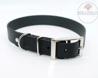 Black BioThane® Dog Collar - handcrafted I waterproof I odour stain resistant I antimicrobial I pliable I durable